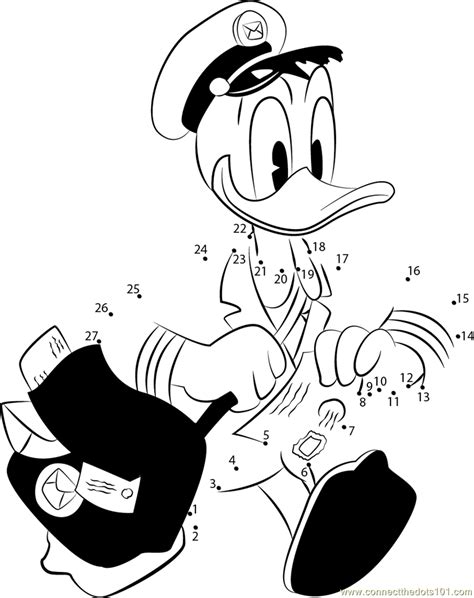 Donald Duck Postman Dot To Dot Printable Worksheet Connect The Dots