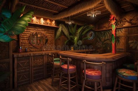 Tiki Bar Capture A Set Of Images That Showcase A Fun Tropical