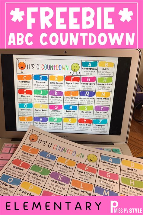 Abc Countdown Activity Chart Freebie Countdown Activities Abc
