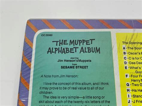 Sealed Vinyl Record The Muppet Alphabet Album Staring Jim Hensons