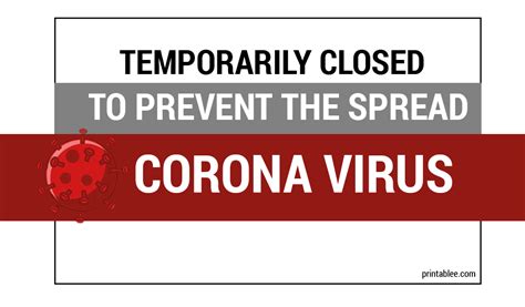 10 Closed Due To Corona Virus Covid19 Printable Signs