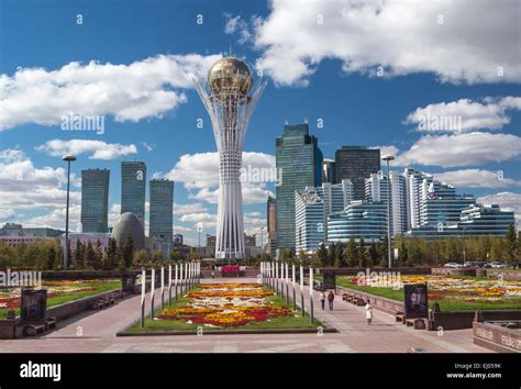 Astana Avenue Bayterek Boulevard City Flowers Plants Kazakhstan