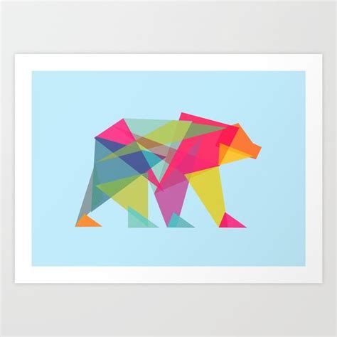 Fractal Bear Neon Colorways Art Print By Picomodi