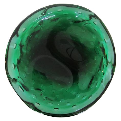 vintage emerald green murano art glass bowl italy for sale at 1stdibs