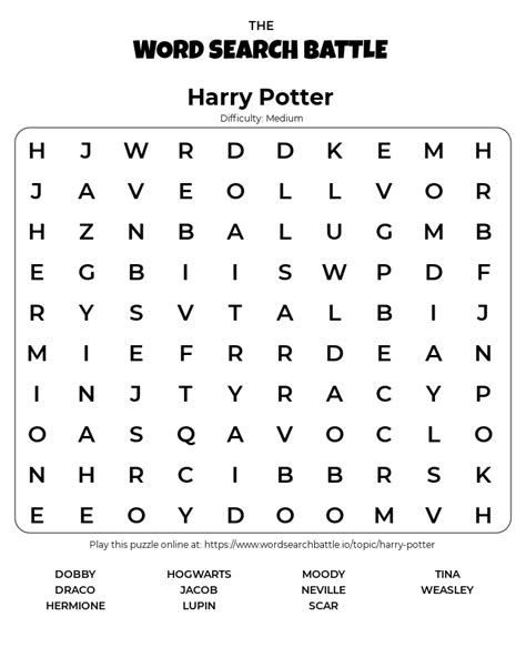 Mega Harry Potter Word Find Word Search Wordmint Harry Potter