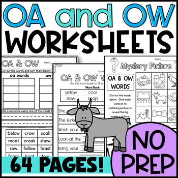 Oa And Ow Worksheets Bundle By Designed By Danielle Tpt