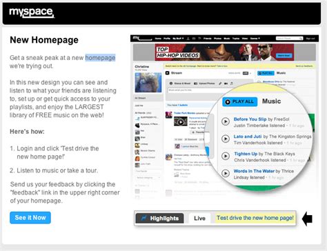 Myspace Launches New Home Page Business 2 Community