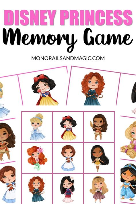 Disney Princess Memory Game Free Printable Monorails And Magic