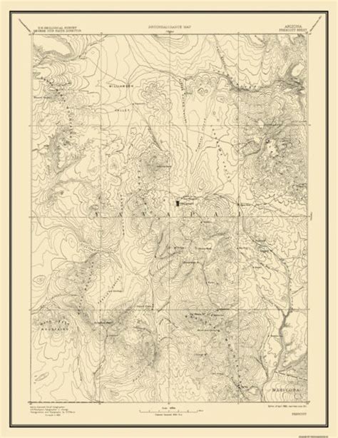 Topo Map Prescott Arizona Sheet Usgs 1892 23 X 2976