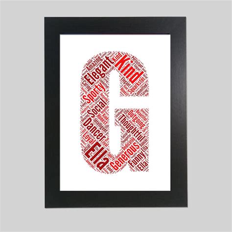Letter G Name Initial Word Art Print Etsy