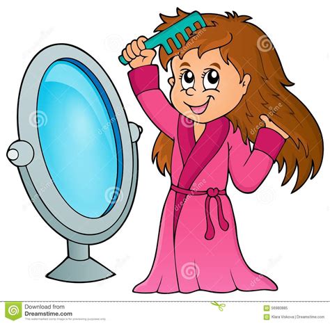 These items are ideal for. Girl combing hair theme 1 stock vector. Illustration of ...