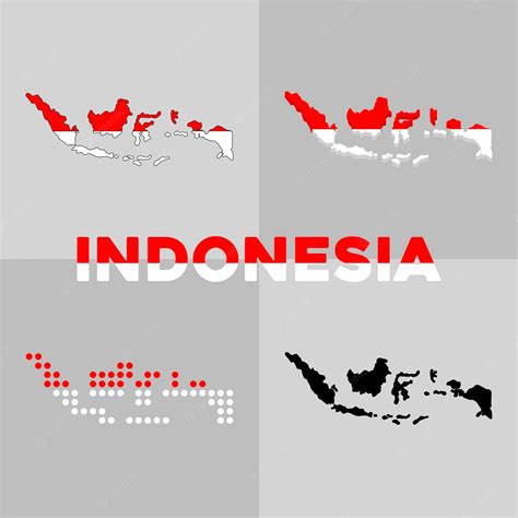 Premium Vector Outline Map Of Indonesia Borders And Flag Of