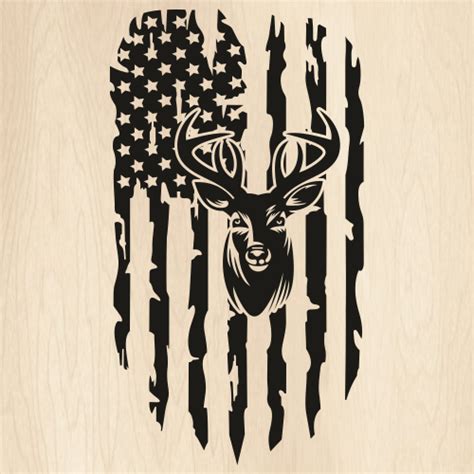 Deer Head Svg American Flag Hunting Clipart Hunting Svg Etsy The Best