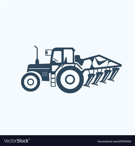 Tractor Icon With Tiller To Plo Till Land Vector Image