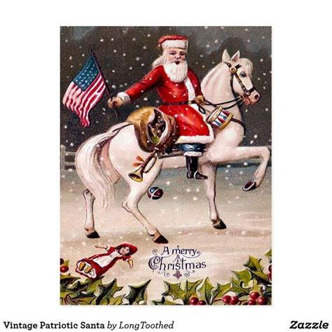 Vintage Patriotic Santa Postcard Zazzle Patriotic Christmas