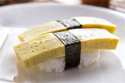 Tamago Nigiri Sushi Traditional Rice Dish From Japan