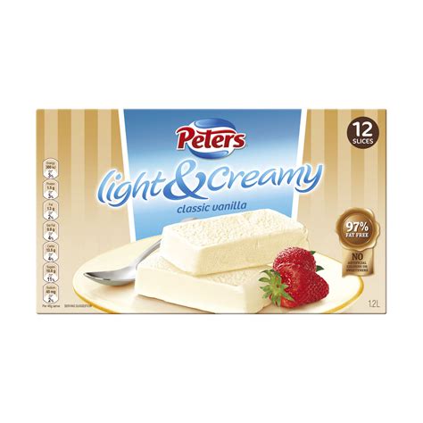 Buy Peters Light And Creamy Classic Vanilla Slices Ice Cream 12 Pack 12l