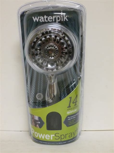 new waterpik power spray 14 setting massage shower head chrome w optiflow ebay