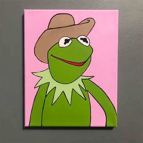 Cowboy Kermit Acrylic Painting Etsy