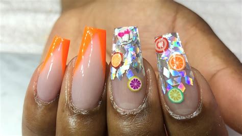 How To Encapsulated Fruit Nails For Beginners V Line Neon Orange