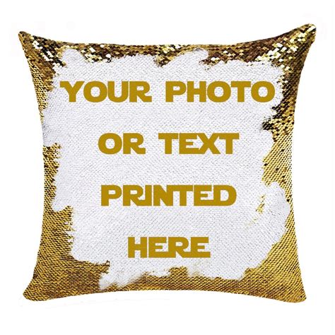 Personalized Sequin Pillow Custom Phototext Pillow Custom Etsy