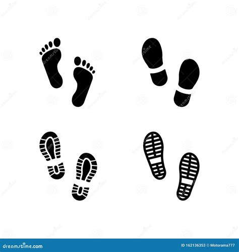 Set Glyph Icons Of Footsteps Stock Vector Illustration Of Sign