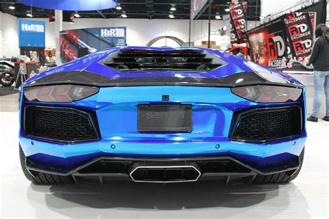 Sema 2013 Blue Chrome Lamborghini Aventador In The Seibon Carbon Booth