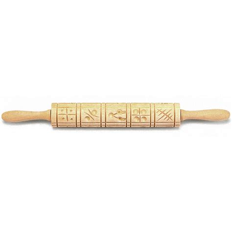 Norpro Springerle Rolling Pin Carved Wood Shortbread Cookie Mold 16 W