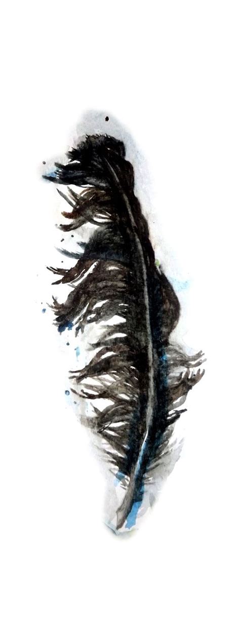 Feather Hand Painted Watercolor Clip Art Crow Or Raven Feather
