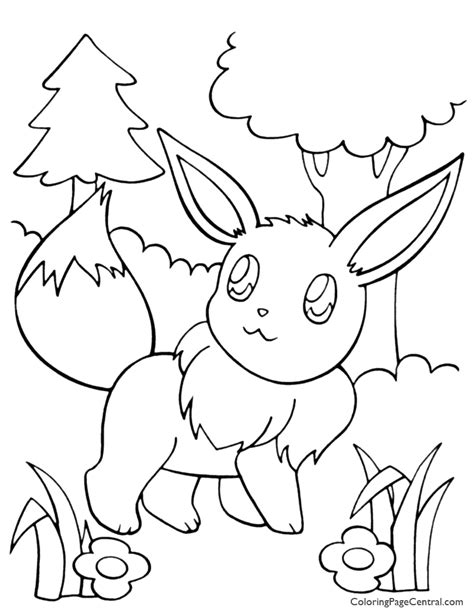 Pokemon Eevee Coloring Page 01 Coloring Page Central