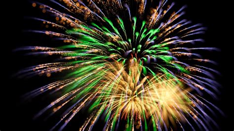 Download Wallpaper 1366x768 Salute Fireworks Sparks Green Tablet