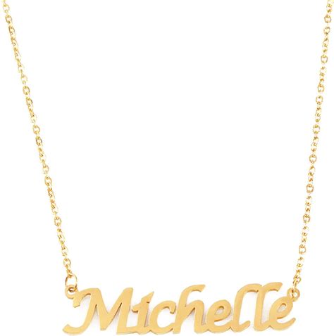 Zacria Michelle Name Necklace Personalized 18ct Gold Plated