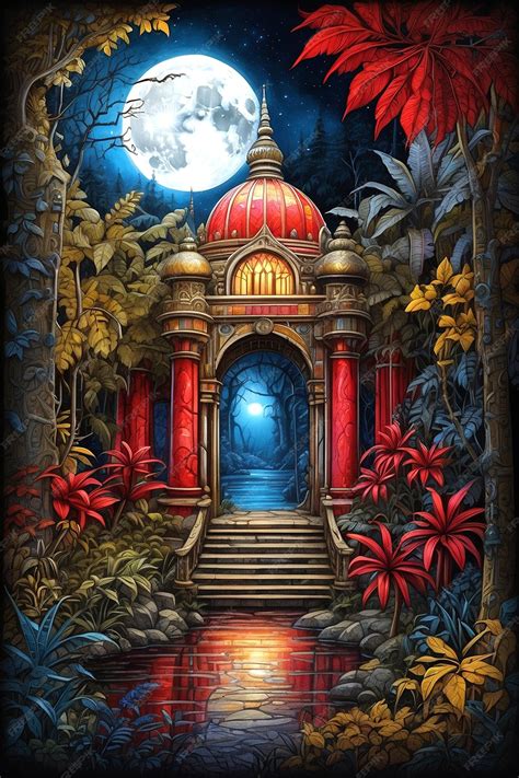 Premium AI Image | Watercolor art of forest with moonlight landscape