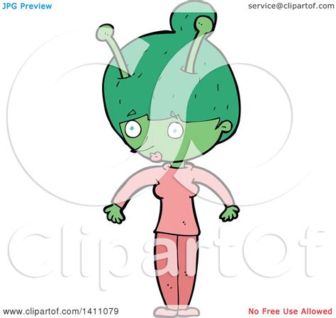 Clipart Of A Cartoon Female Alien Royalty Free Vector