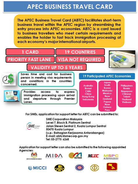 The card also enables holders to fast track immigration processing at each economy's major international airports. SMEinfo | APEC Business Travel Card