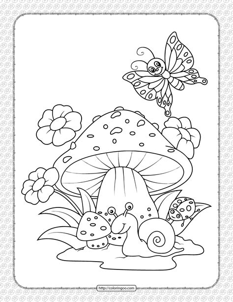 Printable Frog And Mushroom Coloring Pages