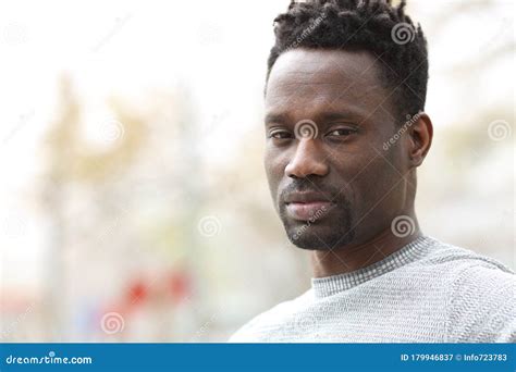 Serious Confident Black Man Posing Looking Camera Stock Image Image