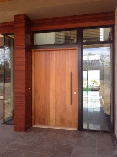 Stunning Modern Contemporary House Design Solid Wood Entry Door Tile