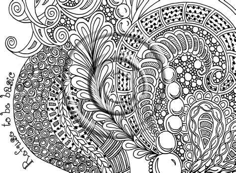 Printable Download Coloring Page Hand Drawn Zentangle Inspired