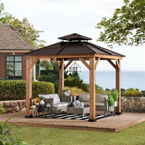 Sunjoy Missouri Collection 8 Ft X 8 Ft Cedar Framed Gazebo With Brown