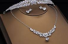 jewelry sets aaa zirconia tiara zircon cubic brides marquise crown elegant necklace princess stone wedding