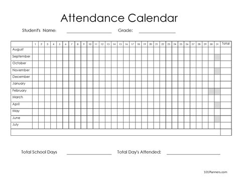 Homeschool Attendance Sheet Printable Stephenson