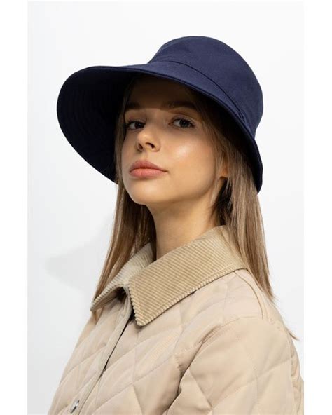 Chloé Cotton Bucket Hat In Navy Blue Blue Lyst Australia