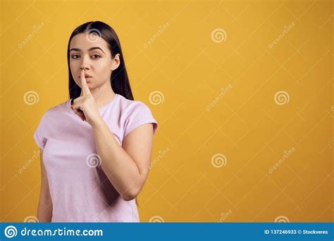 Young Girl Shows Gesture Quietly Stock Image - Image of look, person ...