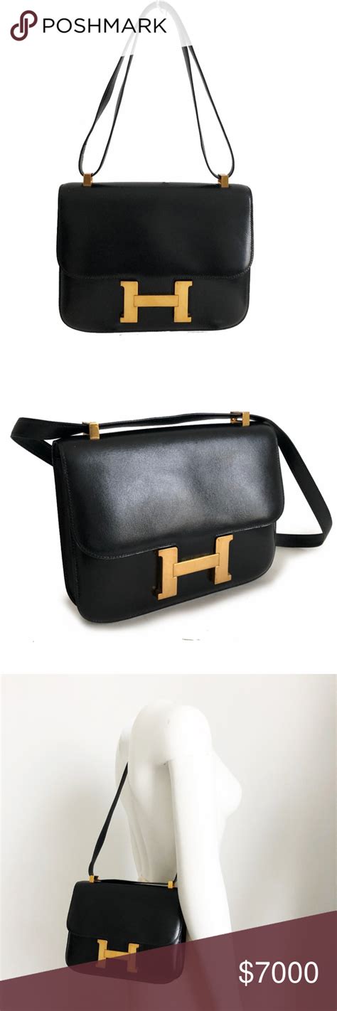 Hermes Constance Bag 23cm Black Box Leather Vtg Authentic Preowned