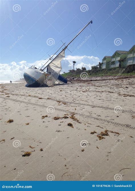 Boat Washed Ashore At Boca Chica Marina Key West Florida After H