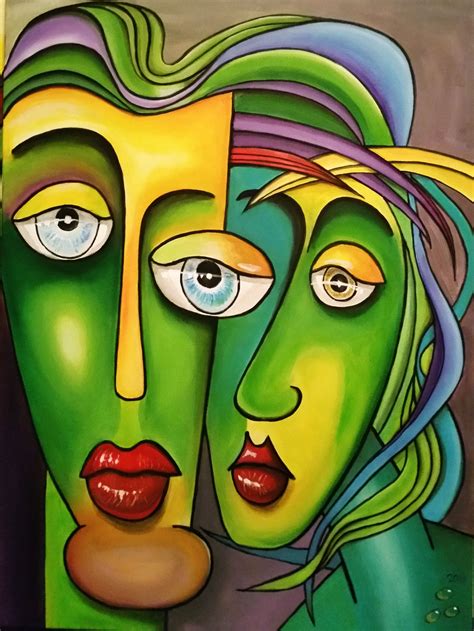 2 Green Faces 100 X 120 Acryl Op Doek 150 € Abstracte Schilderijen
