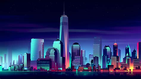 New York City Neon Cityscape Wallpapers Hd Wallpapers