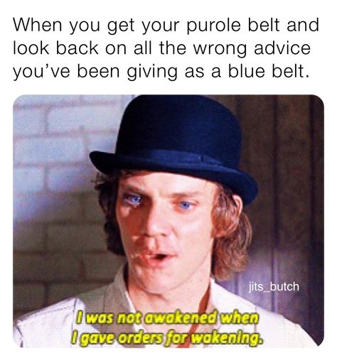 when you get your purole belt and look back on all the wrong advice you ve been giving as a blue