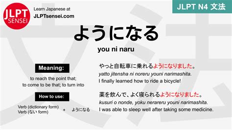 You Ni Naru Jlpt N Grammar Meaning Japanese